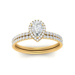 Load image into Gallery viewer, pear-shaped-diamond-halo-wedding-ring-set-in-yellow-gold-FD8523PE-NL-YG