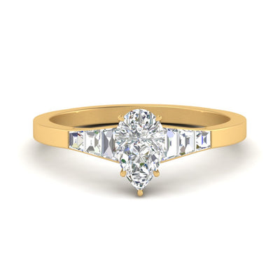 Pear Lab Diamond Ring With Trapezoid Diamonds