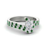 Load image into Gallery viewer, pear-shaped-diamond-wedding-ring-set-with-emerald-in-FDENS3007PEGEMGR-NL-WG

