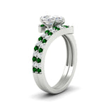 Load image into Gallery viewer, pear-shaped-diamond-wedding-ring-set-with-emerald-in-FDENS3007PEGEMGR-NL-WG
