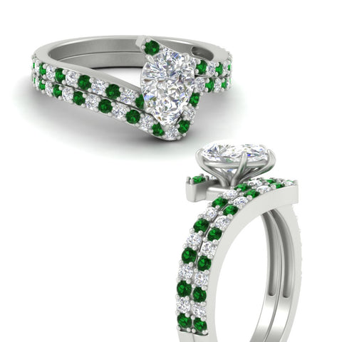 pear-shaped-diamond-wedding-ring-set-with-emerald-in-FDENS3007PEGEMGR-NL-WG
