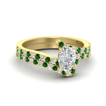 Load image into Gallery viewer, pear-shaped-diamond-wedding-ring-set-with-emerald-in-FDENS3007PEGEMGR-NL-YG
