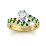Load image into Gallery viewer, pear-shaped-diamond-wedding-ring-set-with-emerald-in-FDENS3007PEGEMGR-NL-YG
