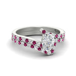 Load image into Gallery viewer, pear-shaped-diamond-wedding-ring-set-with-pink-sapphire-in-FDENS3007PEGSADRPI-NL-WG
