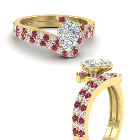 pear-shaped-diamond-wedding-ring-set-with-pink-sapphire-in-FDENS3007PEGSADRPI-NL-YG