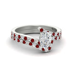 Load image into Gallery viewer, pear-shaped-diamond-wedding-ring-set-with-ruby-in-FDENS3007PEGRUDR-NL-WG
