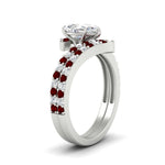 Load image into Gallery viewer, pear-shaped-diamond-wedding-ring-set-with-ruby-in-FDENS3007PEGRUDR-NL-WG
