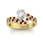 Load image into Gallery viewer, pear-shaped-diamond-wedding-ring-set-with-ruby-in-FDENS3007PEGRUDR-NL-YG
