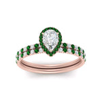 Load image into Gallery viewer, pear-shaped-emerald-halo-wedding-ring-set-in-rose-gold-FD8523PEGEMGR-NL-RG