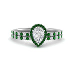 Load image into Gallery viewer, pear-shaped-emerald-halo-wedding-ring-set-in-white-gold-FD8523PEGEMGR-NL-WG
