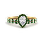 Load image into Gallery viewer, pear-shaped-emerald-halo-wedding-ring-set-in-yellow-gold-FD8523PEGEMGR-NL-YG