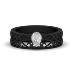 Load image into Gallery viewer, pear-shaped-filigree-single-stone-diamond-wedding-ring-set-in-black-gold-FDENS3289PE-NL-BG.jpg?v=1763371075
