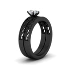 Load image into Gallery viewer, pear-shaped-filigree-single-stone-diamond-wedding-ring-set-in-black-gold-FDENS3289PEANGLE2-NL-BG.jpg?v=1763371075
