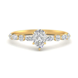 Pear Lab Created Ring with Floating Marquise Side Stones