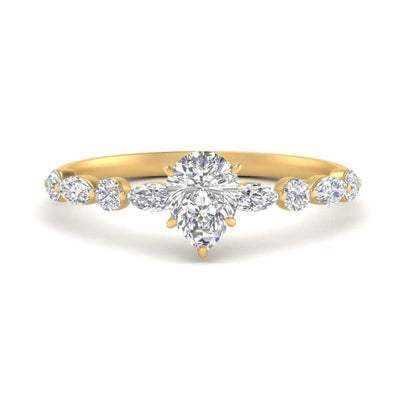 Pear Shaped Floating Marquise Accent Diamond Ring