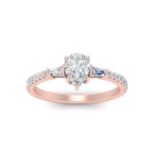 Delicate Antique Pave Pear Shaped Diamond Ring