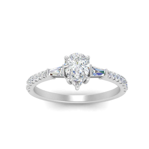 Delicate Antique Pave Pear Shaped Diamond Ring