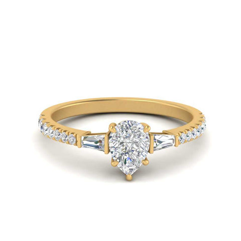Delicate Antique Pave Pear Shaped Diamond Ring