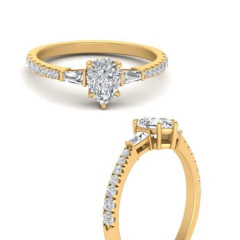 Delicate Antique Pave Pear Shaped Diamond Ring