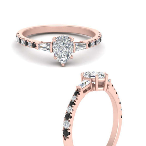 Delicate Antique Pave Pear Shaped Diamond Ring