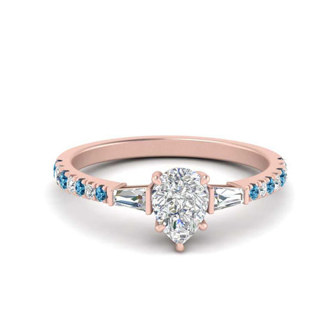 Delicate Antique Pave Pear Shaped Diamond Ring