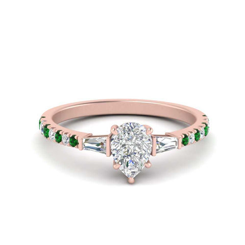 Delicate Antique Pave Pear Shaped Diamond Ring