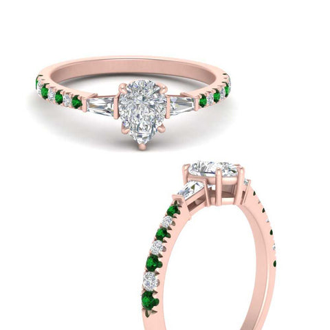 Delicate Antique Pave Pear Shaped Diamond Ring