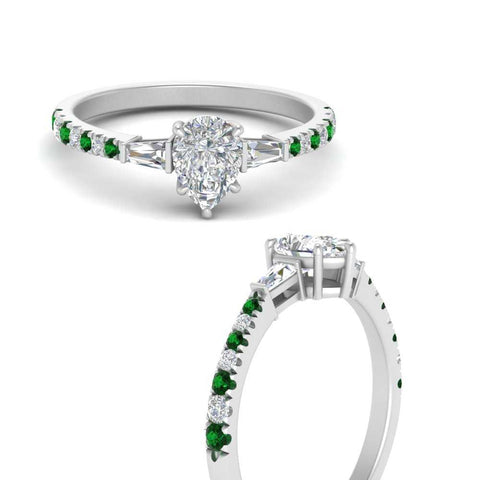 Delicate Antique Pave Pear Shaped Diamond Ring