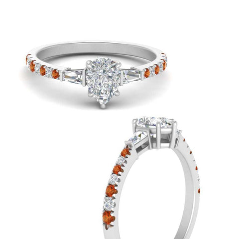 Delicate Antique Pave Pear Shaped Diamond Ring