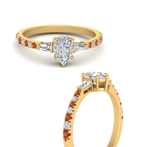 Delicate Antique Pave Pear Shaped Diamond Ring