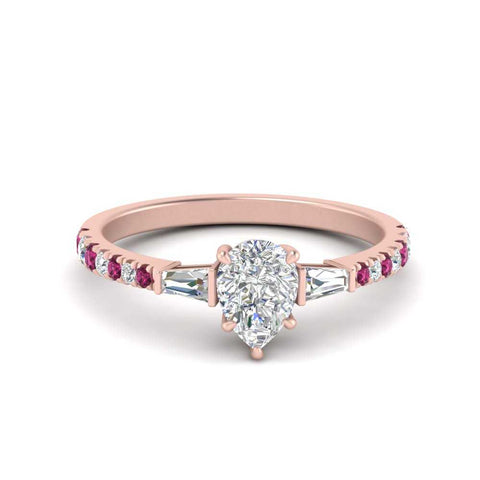 Delicate Antique Pave Pear Shaped Diamond Ring