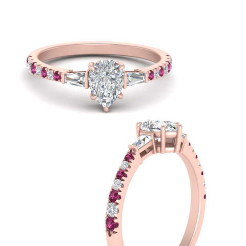 Delicate Antique Pave Pear Shaped Diamond Ring