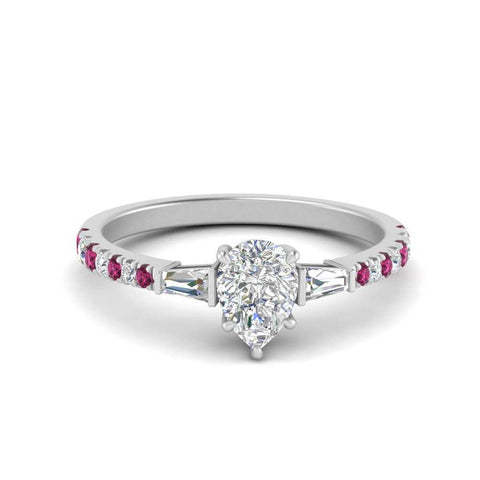 Delicate Antique Pave Pear Shaped Diamond Ring
