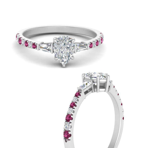 Delicate Antique Pave Pear Shaped Diamond Ring