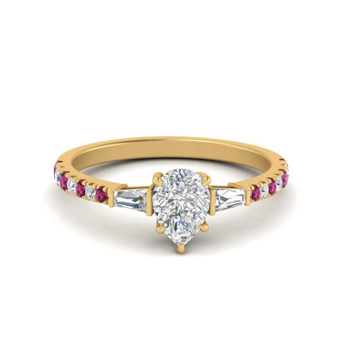 Delicate Antique Pave Pear Shaped Diamond Ring