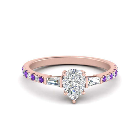 Delicate Antique Pave Pear Shaped Diamond Ring