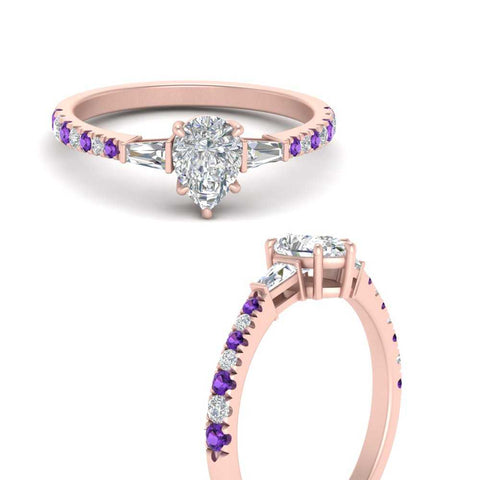 Delicate Antique Pave Pear Shaped Diamond Ring