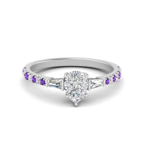 Delicate Antique Pave Pear Shaped Diamond Ring