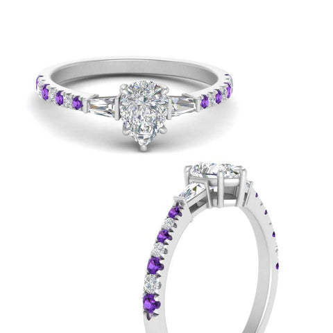 Delicate Antique Pave Pear Shaped Diamond Ring