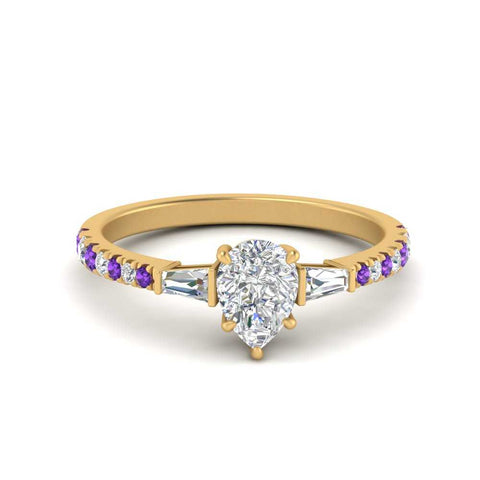 Delicate Antique Pave Pear Shaped Diamond Ring
