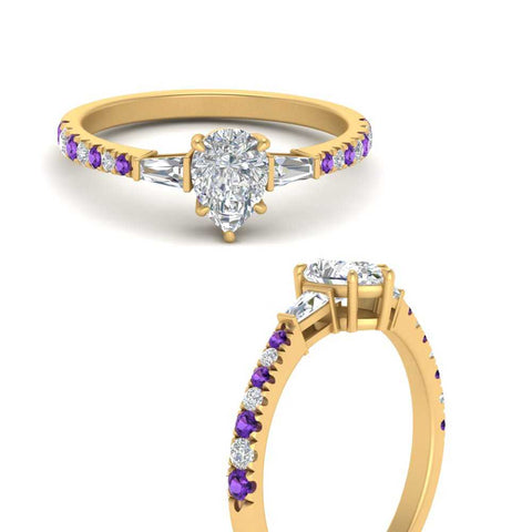 Delicate Antique Pave Pear Shaped Diamond Ring