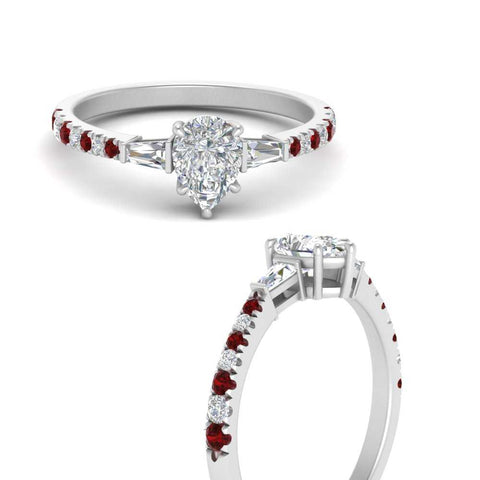 Delicate Antique Pave Pear Shaped Diamond Ring