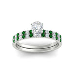 Load image into Gallery viewer, pear-shaped-french-pave-emerald-wedding-ring-set-in-white-gold-FD11408PEGEMGRANGLE5-NL-WG_f17fc2a4-ff72-4db7-80c9-bdf0489e2b09?v=1763104448
