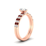 Load image into Gallery viewer, pear-shaped-french-pave-ruby-wedding-ring-set-in-rose-gold-FD11408PEGRUDRANGLE2-NL-RG_e9863eb8-d1de-4335-9aba-111d69b13b46?v=1763104448
