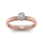 Load image into Gallery viewer, Single Stone Pear Shaped Milgrain Engagement Ring
