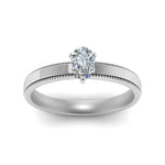 Load image into Gallery viewer, Single Stone Pear Shaped Milgrain Engagement Ring
