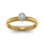 Load image into Gallery viewer, Single Stone Pear Shaped Milgrain Engagement Ring
