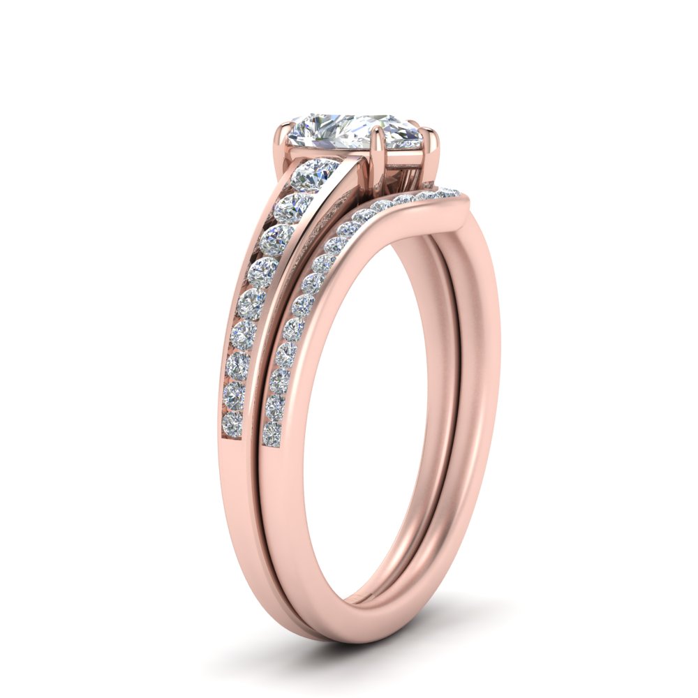Pear Diamond Graduated Channel Wedding Set – Fascinating Diamonds