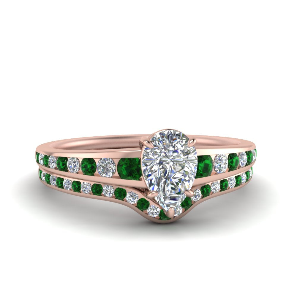 pear-shaped-graduated-channel-diamond-wedding-set-with-emerald-in-FD122866PEGEMGR-NL-RG