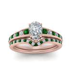 Load image into Gallery viewer, pear-shaped-graduated-channel-diamond-wedding-set-with-emerald-in-FD122866PEGEMGR-NL-RG
